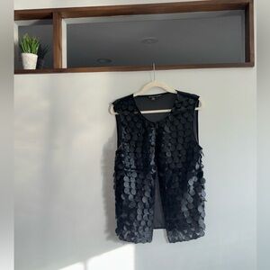 Elegant Black Sequin Sleeveless Blouse